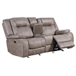 Pemberly Row Traditional Microfiber Reclining Console Loveseat in Taupe