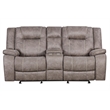 Pemberly Row Traditional Microfiber Reclining Console Loveseat in Taupe