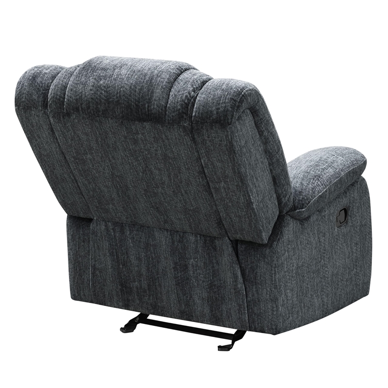 Pemberly Row Polyester Blend Velvet Fabric Glider Recliner in Gray