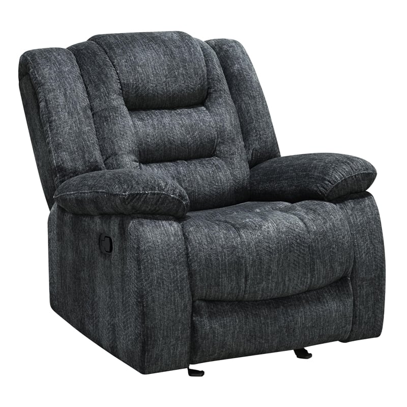 Pemberly Row Polyester Blend Velvet Fabric Glider Recliner in Gray