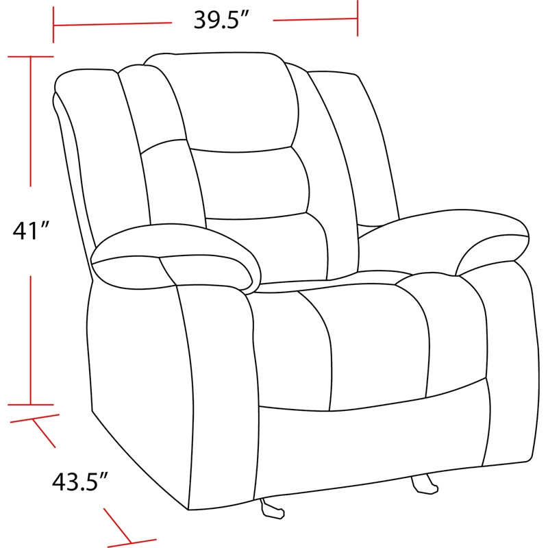 Pemberly Row Polyester Blend Velvet Fabric Glider Recliner in Gray