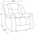 Pemberly Row Polyester Blend Velvet Fabric Glider Recliner in Gray
