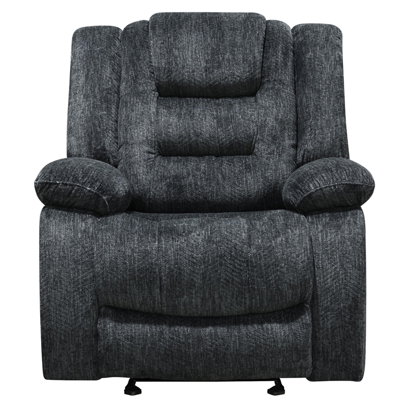 Pemberly Row Polyester Blend Velvet Fabric Glider Recliner in Gray