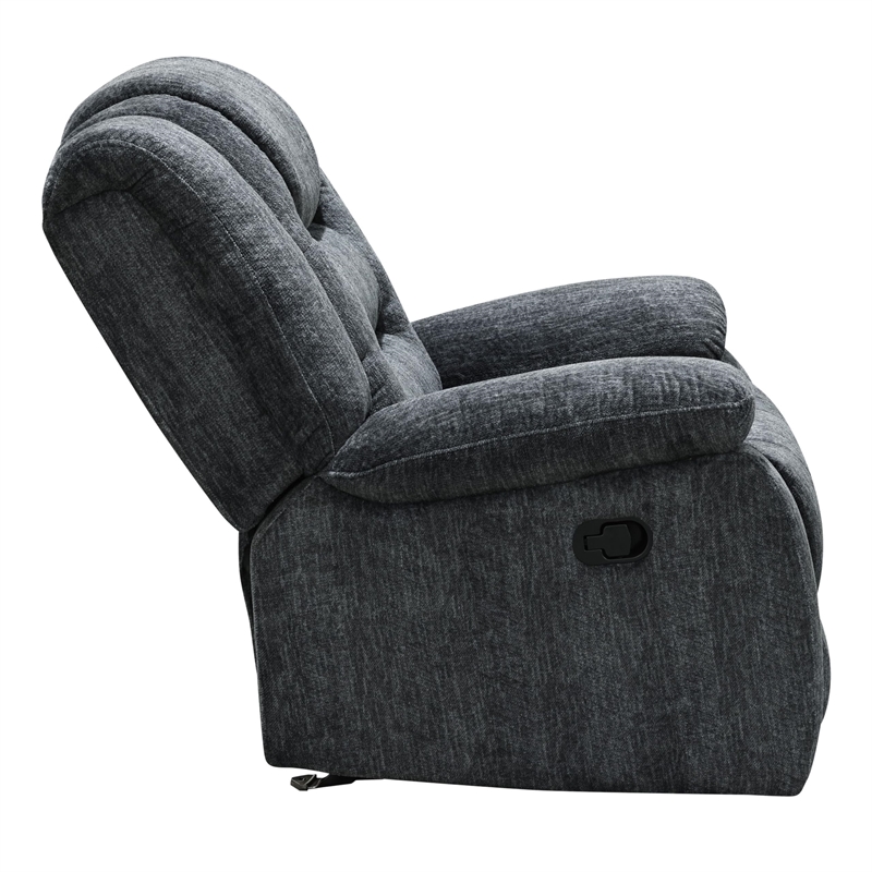 Pemberly Row Polyester Blend Velvet Fabric Glider Recliner in Gray