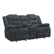 Pemberly Row Polyester & Velvet Fabric Glider Console Loveseat in Gray