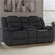 Pemberly Row Polyester & Velvet Fabric Glider Console Loveseat in Gray