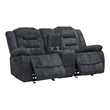 Pemberly Row Polyester & Velvet Fabric Glider Console Loveseat in Gray