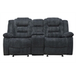 Pemberly Row Polyester & Velvet Fabric Glider Console Loveseat in Gray