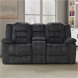 Pemberly Row Polyester & Velvet Fabric Glider Console Loveseat in Gray
