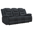 Pemberly Row Polyester Blend Velvet Fabric Dual Reclining Sofa in Gray