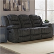 Pemberly Row Polyester Blend Velvet Fabric Dual Reclining Sofa in Gray