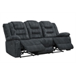 Pemberly Row Polyester Blend Velvet Fabric Dual Reclining Sofa in Gray