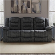 Pemberly Row Polyester Blend Velvet Fabric Dual Reclining Sofa in Gray