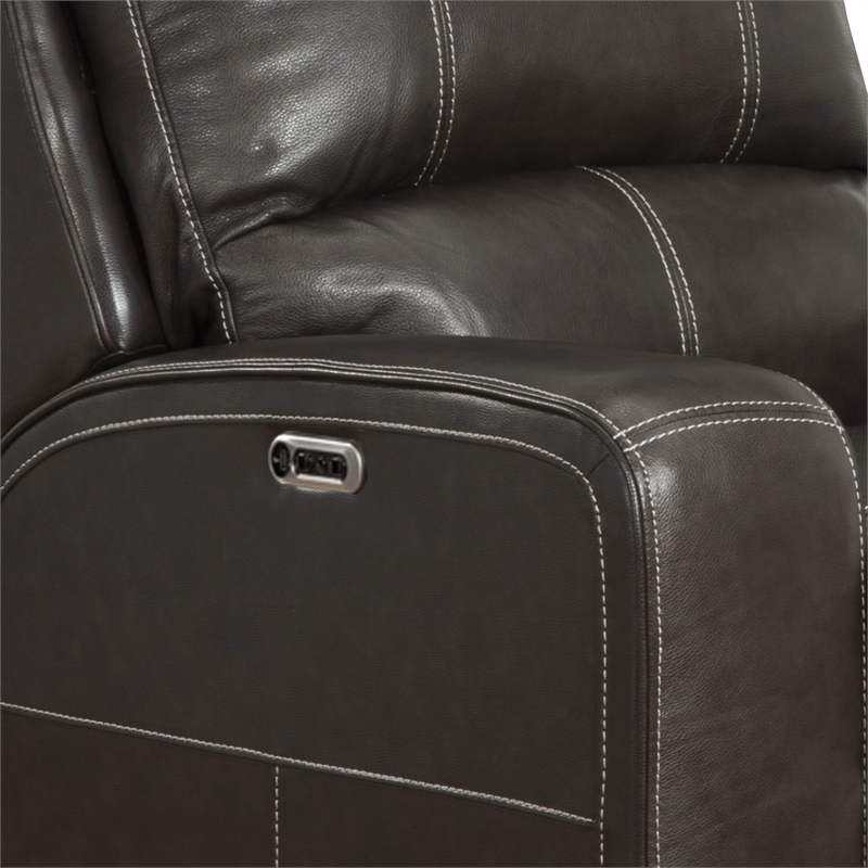 Pemberly Row Modern 6 Piece Leather Reclining Sectional in Charcoal