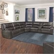 Pemberly Row Modern 6 Piece Leather Reclining Sectional in Charcoal