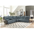 Pemberly Row Modern 6 Piece Leather Reclining Sectional in Azure