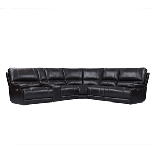 Pemberly Row Modern 6 Piece Leather Reclining Sectional in Coffee