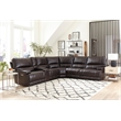 Pemberly Row Modern 6 Piece Leather Reclining Sectional in Coffee