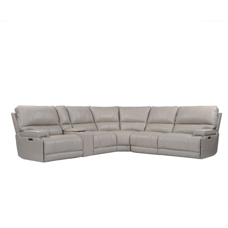 Pemberly Row Modern 6 Piece Leather Reclining Sectional in Gray