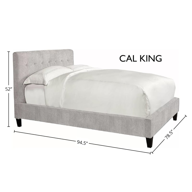 Pemberly Row Traditional Fabric California King Bed in Taupe