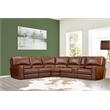 Pemberly Row Traditional Leather Power Reclining Sectional in Brown