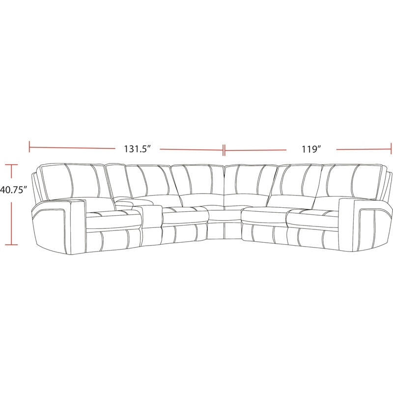 Pemberly Row Traditional Leather Power Reclining Sectional in Brown