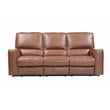 Pemberly Row Traditional Leather Triple Reclining Sofa in Brown