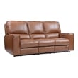 Pemberly Row Traditional Leather Triple Reclining Sofa in Brown