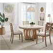 Pemberly Row 5 Piece Wood Round Table & Ladderback Chairs in Natural