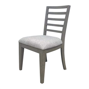 Pemberly Row 20&quot Wood/Fabric Ladderback Dining Chair in Gray (Set of 2)
