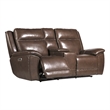 Pemberly Row Hickory Power Reclining Zero Gravity Console Loveseat P2