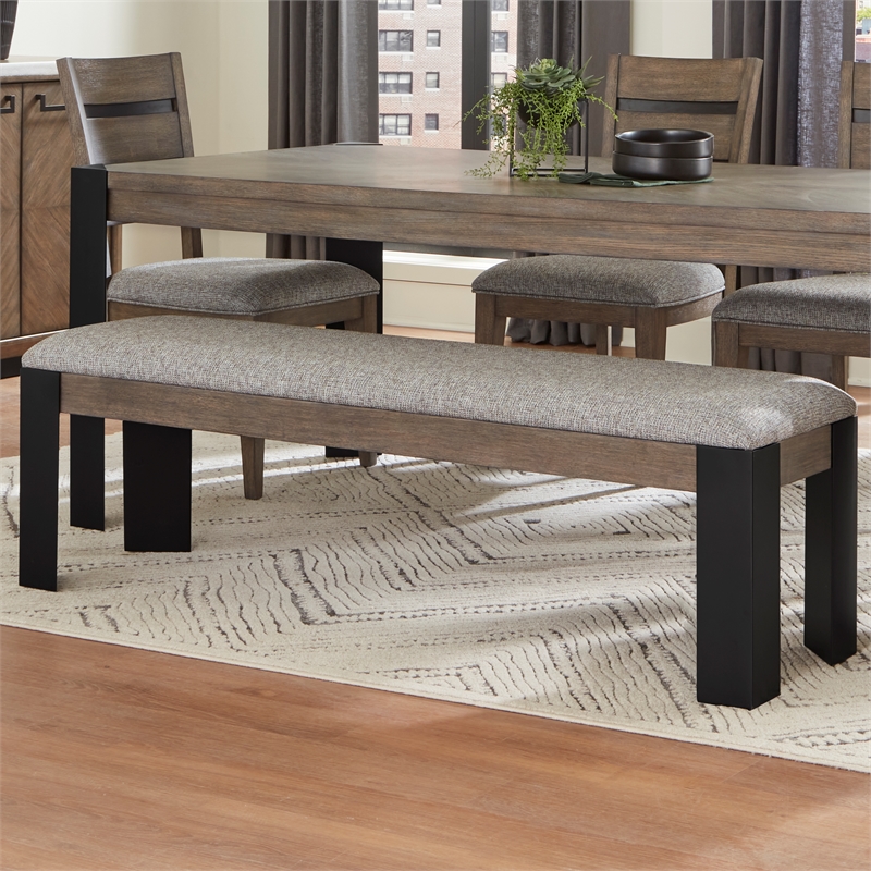 Pemberly Row Fabric Upholstered/Wood Dining Bench in Smoked Arabica