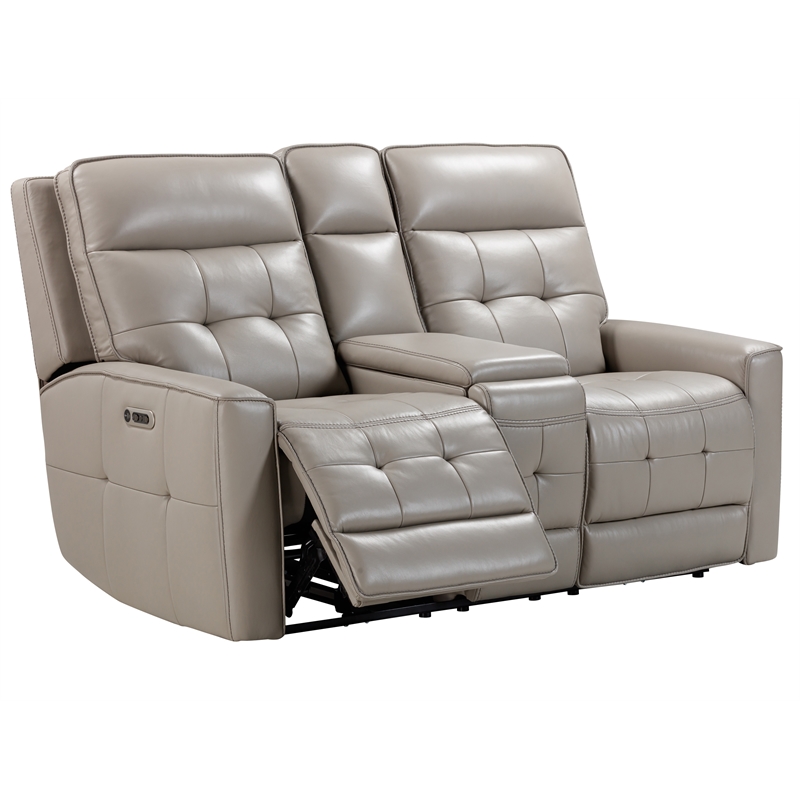 Pemberly Row Pewter Power Reclining Zero Gravity Console Loveseat P2