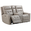 Pemberly Row Pewter Power Reclining Zero Gravity Console Loveseat P2