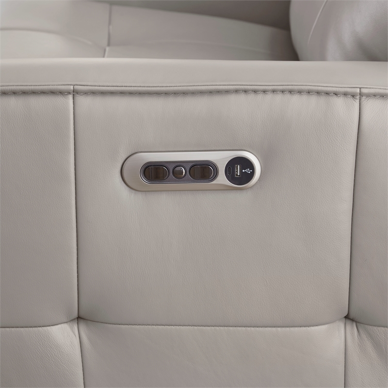 Pemberly Row Pewter Power Reclining Zero Gravity Console Loveseat P2