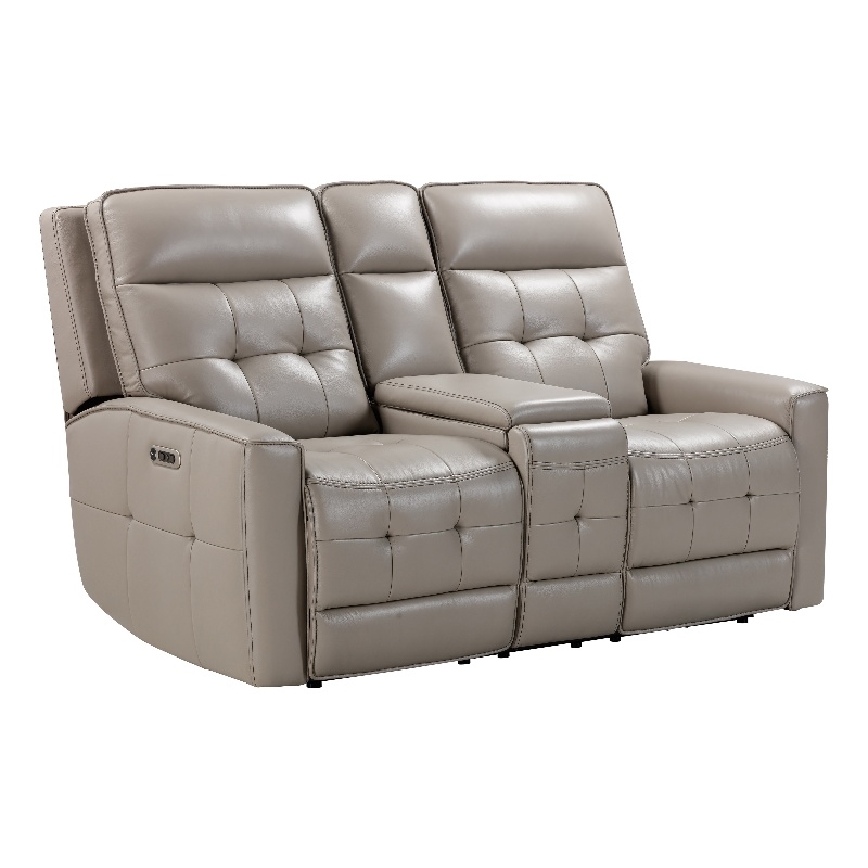 Pemberly Row Pewter Power Reclining Zero Gravity Console Loveseat P2