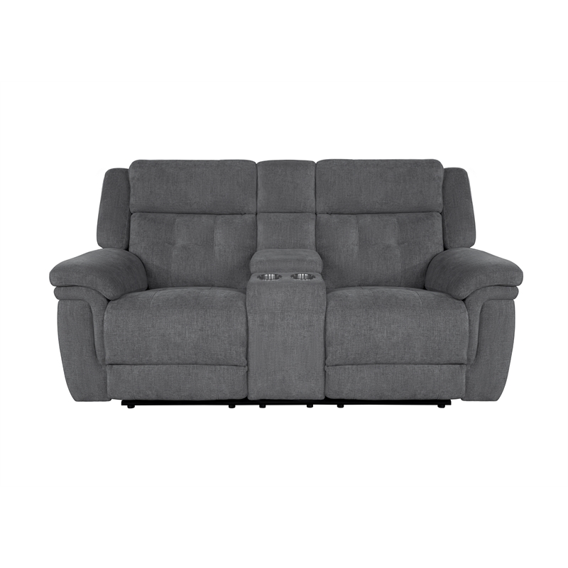 Pemberly Row Bristol Grey Power Reclining Console Loveseat P2