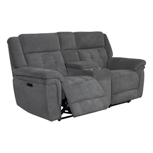 Pemberly Row Bristol Grey Power Reclining Console Loveseat P2