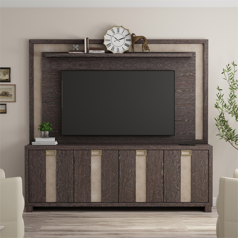 Pemberly Row Ascent 90 in. TV Console with Hutch and Back Panel