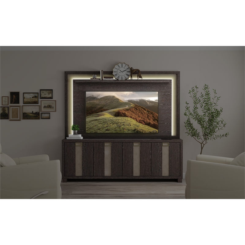 Pemberly Row Ascent 90 in. TV Console with Hutch and Back Panel