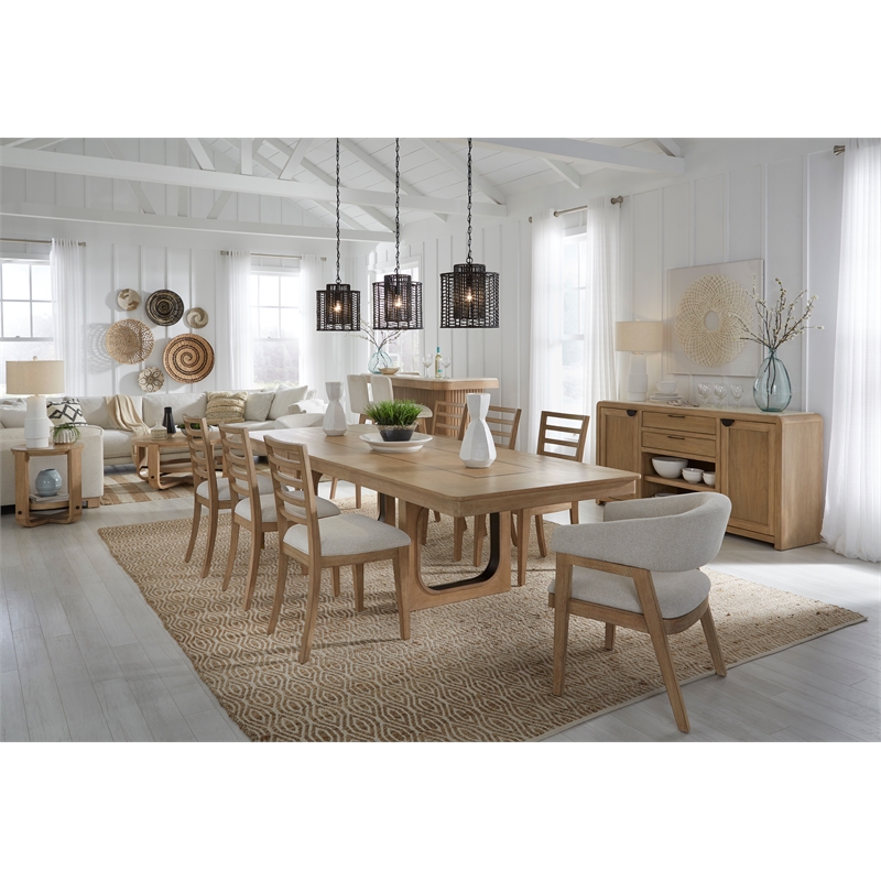 Pemberly Row 84 In. Rectangular Extendable Table With 8 Chairs and Server