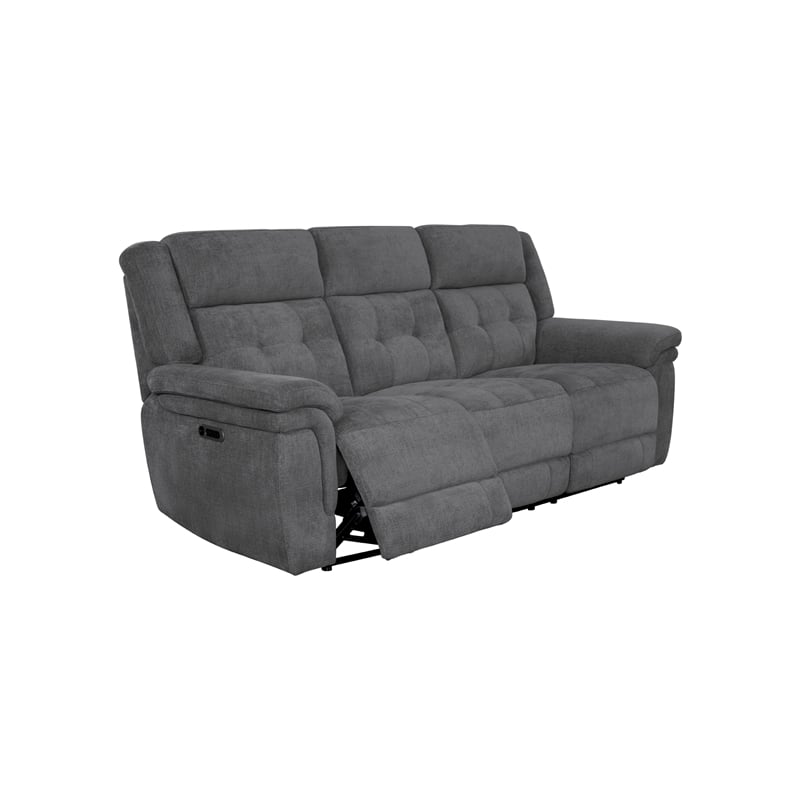Pemberly Row Bristol Grey Power Reclining Sofa Loveseat and Recliner