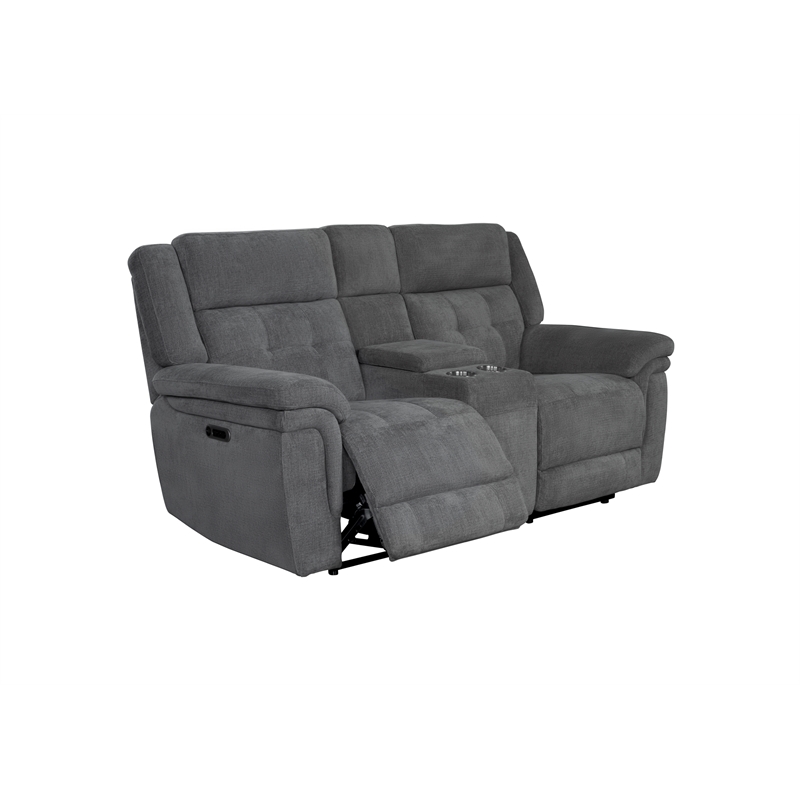 Pemberly Row Bristol Grey Power Reclining Sofa Loveseat and Recliner