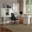 Pemberly Row Solid Wood Home Office Desk with Hutch in Cottage White