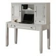 Pemberly Row Solid Wood Home Office Desk with Hutch in Cottage White