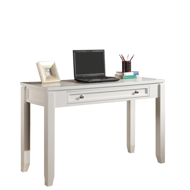 Pemberly Row Solid Wood 3PC L-Shaped Home Office Desk in Cottage White