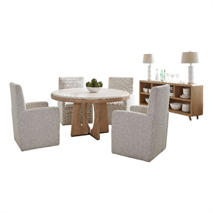 Pemberly Row Dining 54&quot Round Table with console & 4 caster chairs