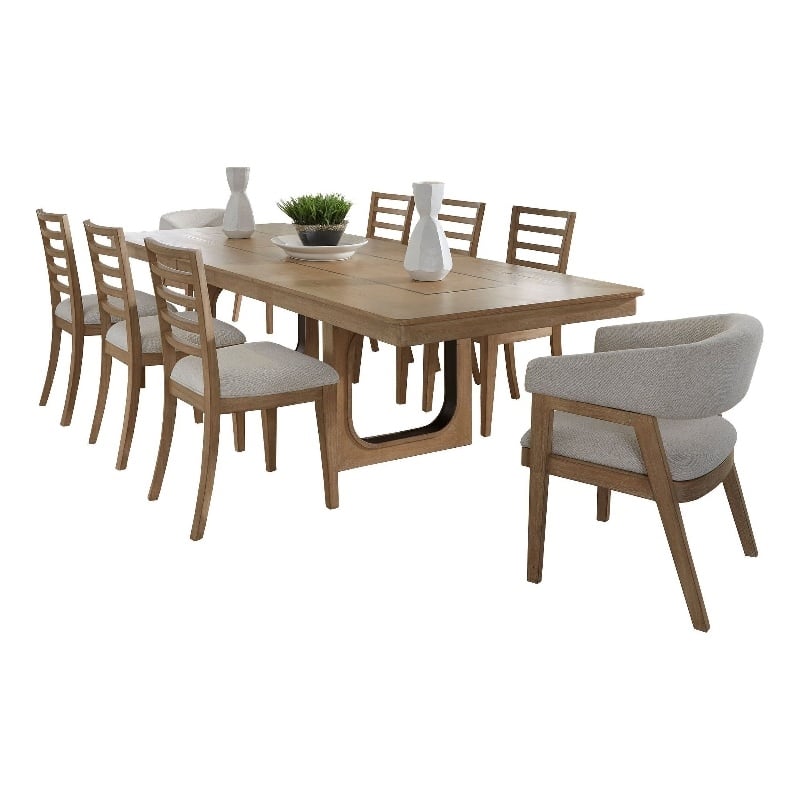 Pemberly Row Dining 84 In. Rectangular Extendable Table With 8 Chairs