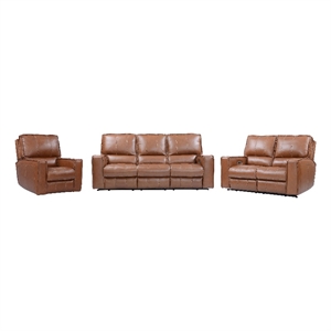 Pemberly Row Saddle Power Reclining Sofa Loveseat and Recliner