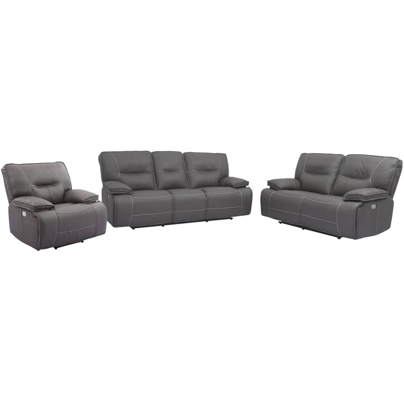Pemberly Row Haze Power Reclining Sofa Loveseat and Recliner